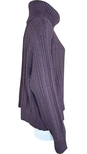 Studio Park Shawn Killinger Cold Shoulder Cable Knit Sweater Huckleberry Large Purple