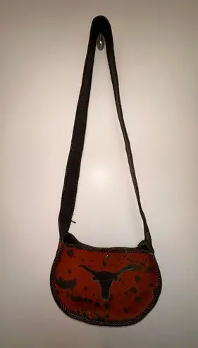 NEW Handmade Dyed Cowhide Leather Cossbody Purse Steer Cow Rust Western Orange