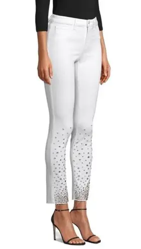 L'Agence NWT L’Agence Tilly Cropped Rhinestone Skinny Jeans in Blanc