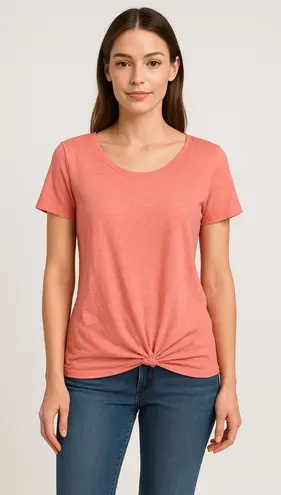 Rachel Roy Coral Linen Side Tie Top M Women’s Coastal Preppy Boho Summer Beach Pink Size M