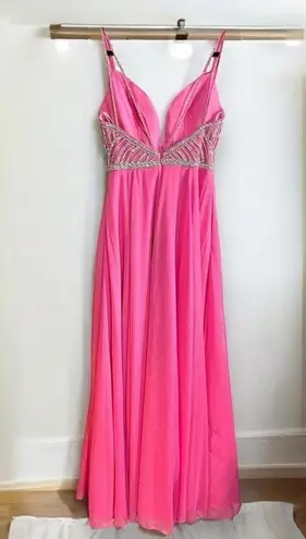 Vienna Prom Dress Pink with Silver Rhinestones Size 2