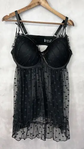 Babydoll Chemise Lingerie Plus Size 2X Sheer Mesh Coquette Whimsigoth Fairy Black