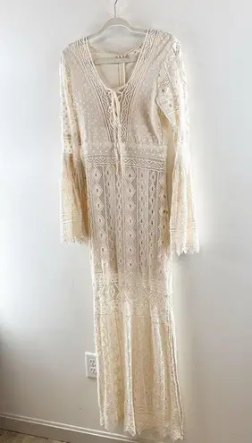 Jen's Pirate Booty Jen’s Pirate Booty Chaouen Lace Crochet Boho Maxi Dress Ivory XS