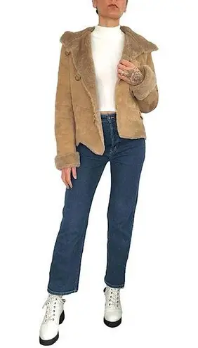 Danier Tan Suede & Faux Fur Lined Hooded Jacket • Sz XS