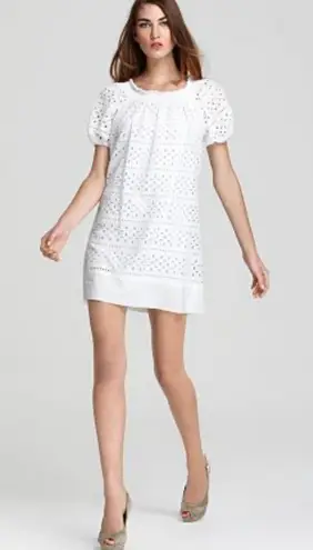Max and Cleo Isabella Eyelet white mini Dress size Medium