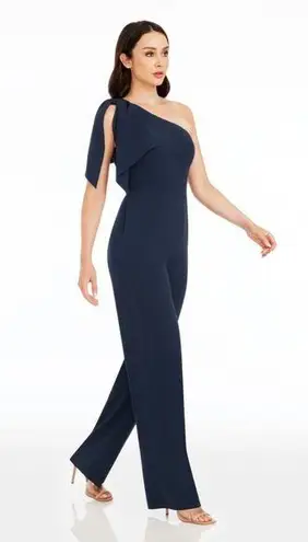 Dress the Population Tiffany Jumpsuit One Shoulder Midnight Blue Navy NWT Size L