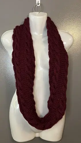 Infinity Scarf Womens One Size Burgundy Cable Knit Chunky Loop Circle Cozy Warm Red