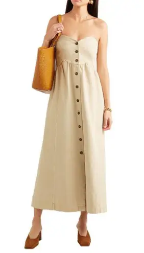 NANUSHKA Kaia Denim Button-Front Maxi Dress w/ Removable Straps