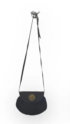 Y2K: Robert Lee Morris 𑁍 Gold Plated Brass Floral Medallion Clutch Crossbody Bag Brown