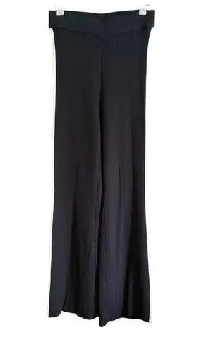 HOUSE of HARLOW 1960 | Black Rib Knit Flare Pants with White Stripe | Small