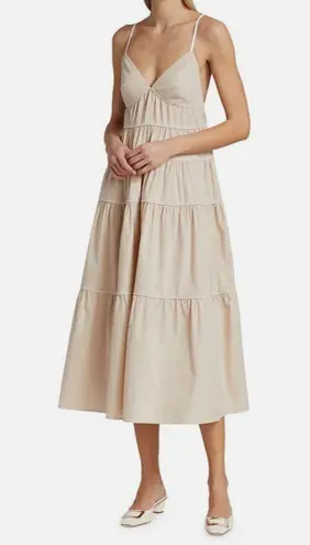 STAUD - Cleo Tiered Midi Dress Biscotti Quite Luxury Classic Night Out Travel