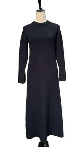 ZARA  Ribbed Knit Long Sleeve Black Midi Sweater Dress Small