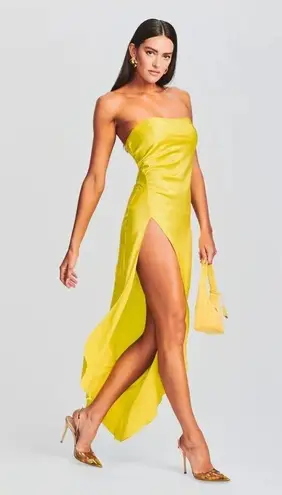 SER.O.YA Dalia Strapless Silk Maxi Dress Citric Womens Size Small Yellow