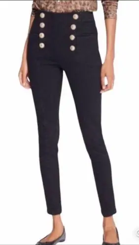 J McLaughlin Hastings High Rise Black SailorJeans with Gold Buttons Size 4