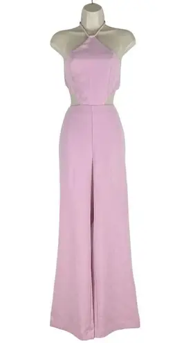 NBD  Ronan Halter Neck Waist Cutout Jumpsuit Pink Size S