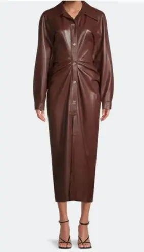 Nanushka Sami Vegan Leather Dress Plum Chutney Women's Size Med NWT Brown
