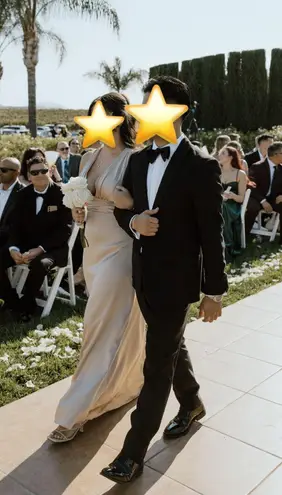 Revelry Dylan Gold Champagne Satin Dress Size M