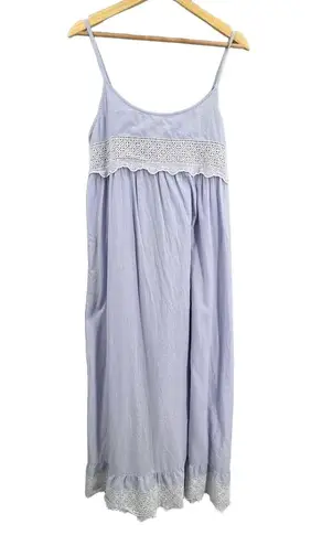 Rachel Ashwell Blue Babydoll Dress Midi Lace Ruffle Shabby Chic Cottagecore Sz L