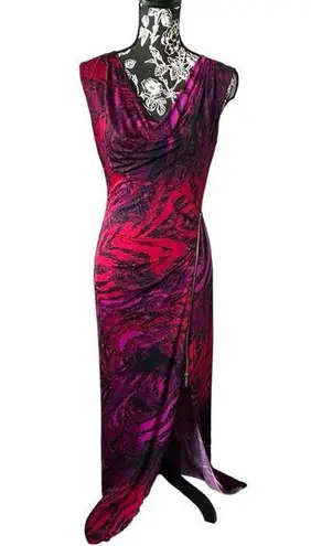 Cache  Red Purple Cowl Neck Dress evening designer gown brand new medium