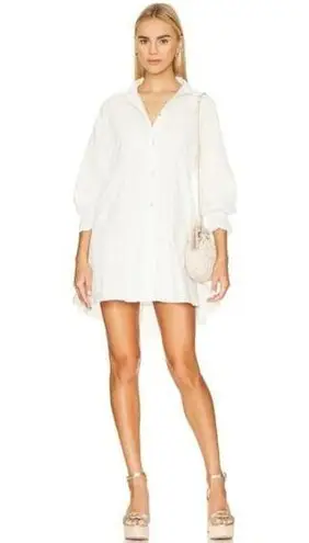 Free People  Dress Womens Medium White Hannah Poplin Button Up Collared Mini