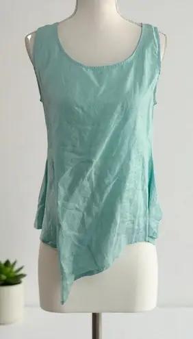 For Cynthia Light Aqua Linen Blend Tank Top Size Small