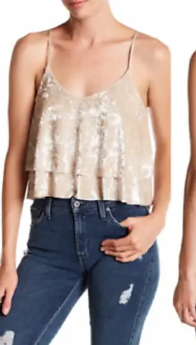 Madison & Berkeley Ruffle Velvet Top Skinny Straps