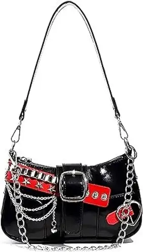 Small Hobo Shoulder Bags Handbag Goth Punk Clutch Purse Trendy