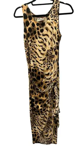 Contempo Casuals Vintage 80's Size Medium Leopard Print Midi Dress Sleeveless