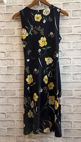 Kaileigh Women’s navy blue floral sleeveless deep v-neck dress size Large