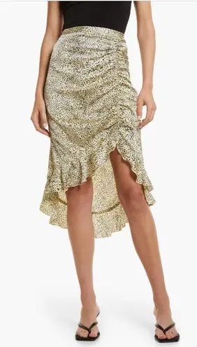 VERO MODA Ruched Asymmetrical Satin Animal Print Skirt Size Small