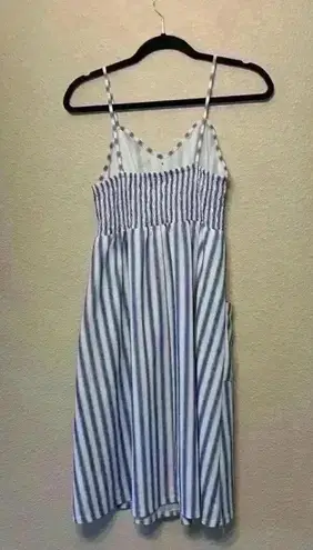 Angashion blue white stripe dress sz M nautical preppy teacher casual buttons