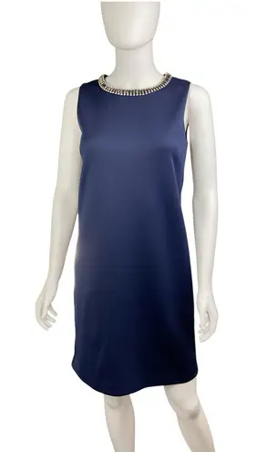 Cynthia Rowley  Navy Blue Scuba Gem Embellished Sheath Dress Sz2‎
