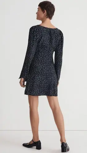 Madewell  Seamed Long-Sleeve Mini Dress in Ditsy Floral Size 4 NWT Black