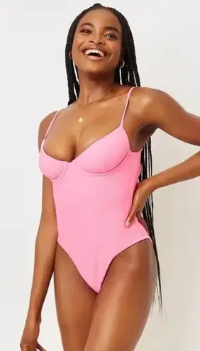 frankie's bikinis  / Revolve Marie Ribbed Underwire One Piece in Pink Punch