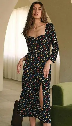 RIHOAS The Sweetheart Neck Polka Dot Maxi Dress L 04 Black Size L