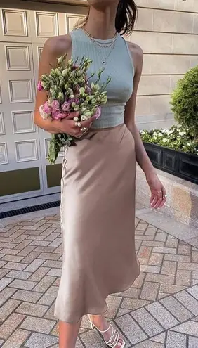 Zeagoo Satin Midi Skirt