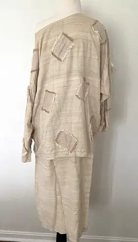 ASHRO Two Piece Top and Skirt Silk Cotton Blend Shell Lagenlook Sz M Tan Size M