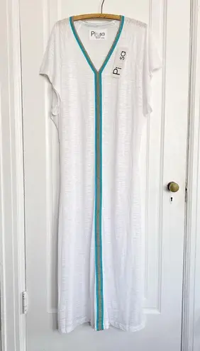 pitusa • Inca Abaya maxi dress White kaftan cover up caftan embroidered Size L