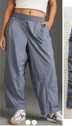 Daily Practice Women's Blue Parachute 80s Lightweight Pants Elastic Waist Medium