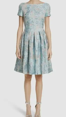 St. John ππ Jacquard Floral Embossed Cap Sleeve Pleated Cocktail Dress 8 NWOT