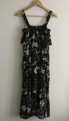 Bobeau Tropical Print Chiffon Midi Dress