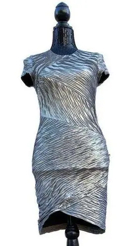 Torn By Ronny Kobo Kaitlyn Gold Metallic Textured Bodycon Mini Dress Small