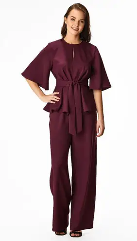 Eshakti Burgundy Bell Sleeve Blouse