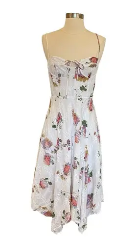 WAYF Hampshire Handkerchief Dress in Floral Printed Eyelet Lace Like New