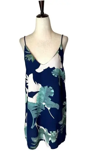 Goodnight Macaroon Dress Women Large Blue Palm Tropical Print Shift Mini Sundres