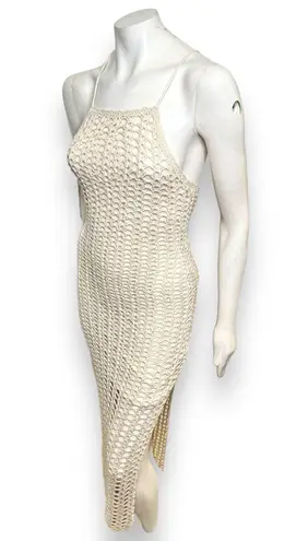 Glassons | Crochet Halter Midi Dress with Crisscross Back Tie Closure Medium