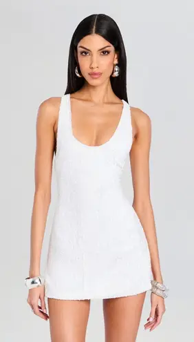 retrofete Cydney Sequin Dress Moonglow White Womens Size Large
