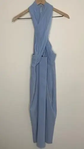 Bec & Bridge Baby Blue Twist-Neck Bodycon Midi Dress Womens Size 6