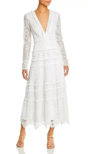 Tadashi Shoji NWT Clio in Ivory Fringe Sequin Lace Long Sleeve Midi Dress 12