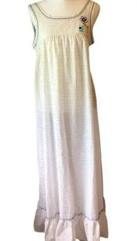 Vintage Kittens by Katz Mouse & Daisy white blue sleeveless nightgown size 8 Size M